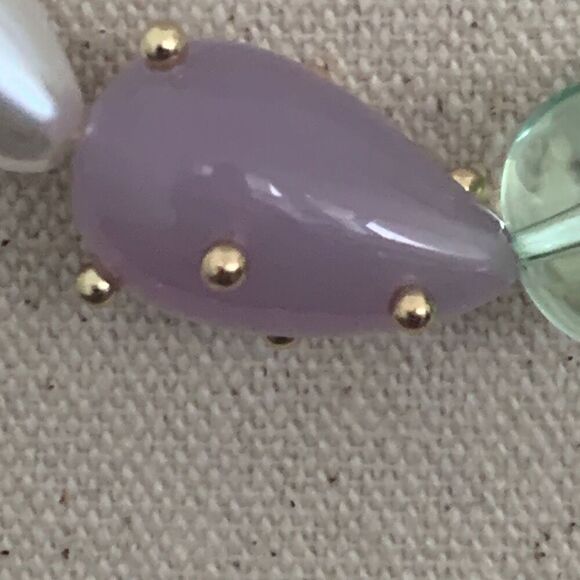 Layered Necklace Duo – Gold Tone Chain + Pastel Teardrop Beads - Picture 6 of 8